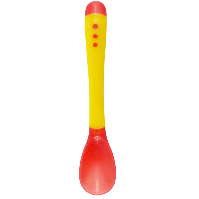 1 шт., детская ложка с датчиком температуры, детское питание, детская ложка для кормления, детские блюда фидер, столовые приборы - Цвет: yellow spoon