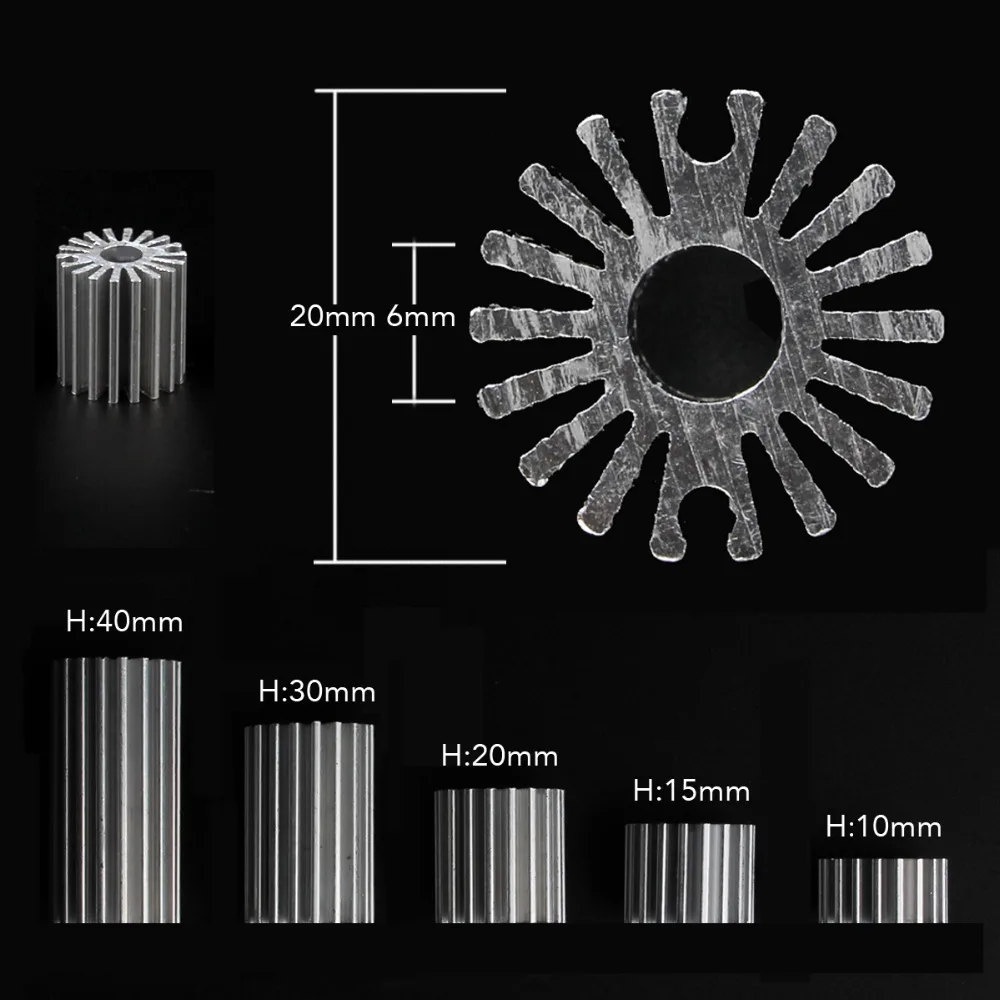 

10 pieces1W 3W Aluminium Heat Sink for LED Plate Cooling. LED PCB Radiator Cooler 20*10mm 20*15mm 20*20mm 20*30mm 20*40mm.