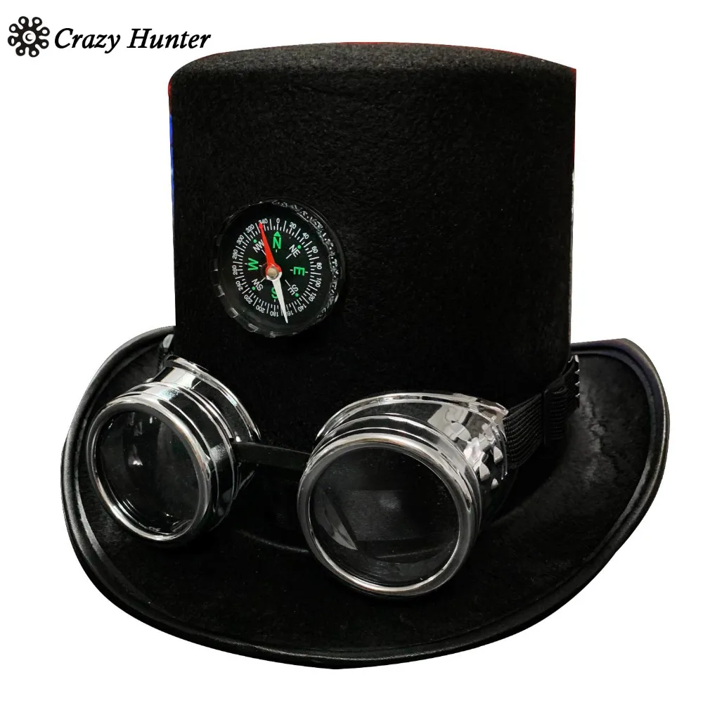 Steampunk Party Custume Top Hat with Goggles and Compassin Men's Sun