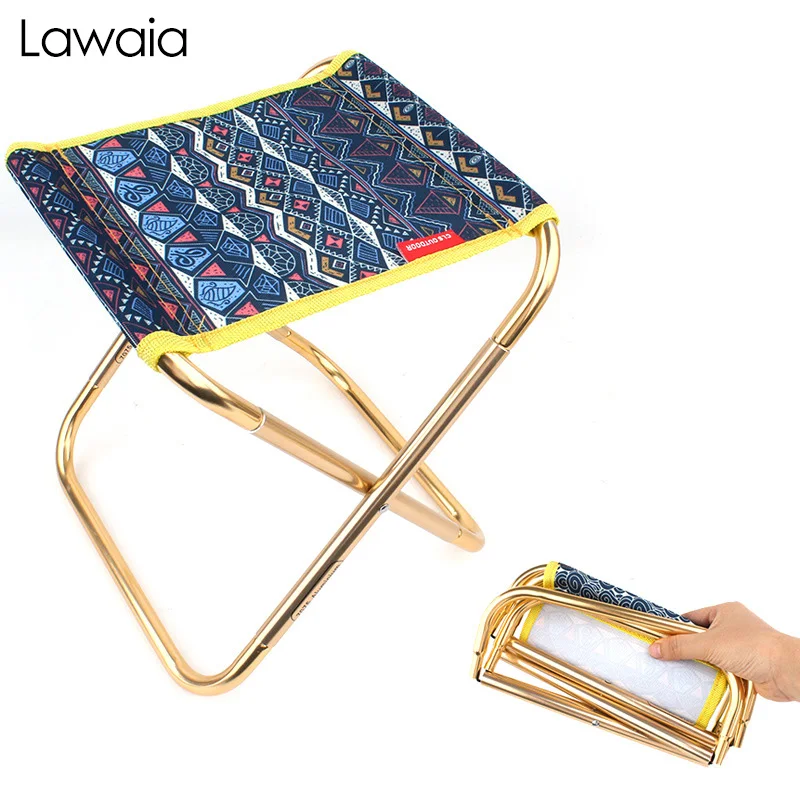Lawaia الصيد كرسي في الهواء الطلق العرقية الرياح جدا ضوء كراسي قابلة للطي 7075 سبائك الألومنيوم البسيطة المحمولة صغيرة مزار كراسي التخييم