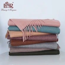 Настоящий кашемировый зимний женский шарф, роскошный брендовый шерстяной женский шарф, Одноцветный женский шарф из пашмины, шаль для женщин, Echarpe Sjaal