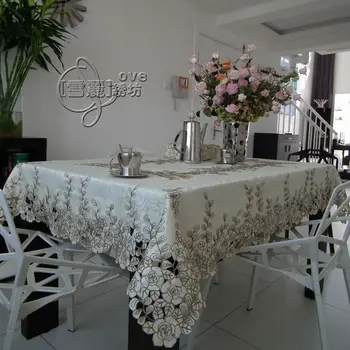 

Elegant rustic fashion embroidery fabric dining table cloth big table cloth tablecloth table mat cutout cover towel