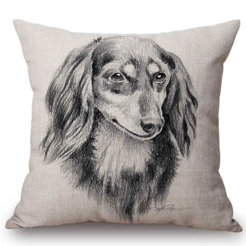 18-Black-White-Sketch-Dachshund-Dog-Pillow-Home-Decorative-Funny-Sausage-Nordic-Cotton-Linen-Animal-Square (3)