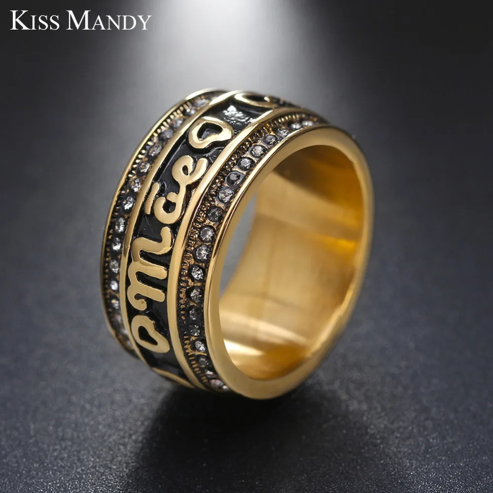 Кольца из нержавеющей стали с винтажным рисунком KISS MANDY золотого цвета Парные