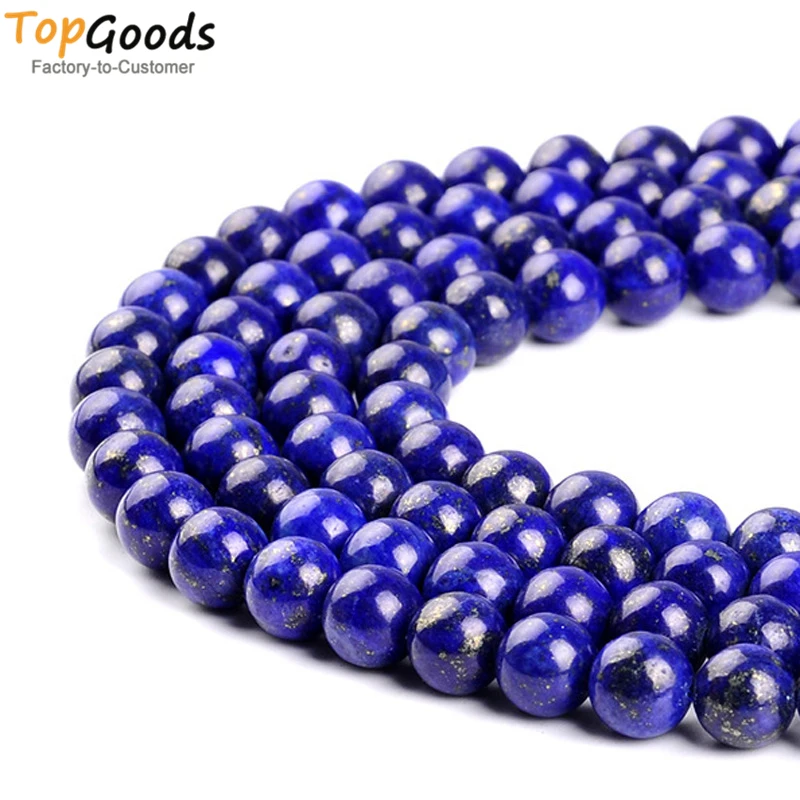 

TopGoods Natural Dye Lapis Lazuli Blue Stone Beads For Jewelry Making Diy Bracelet Necklace Pick Size 4 6 8 10 12mm Strand 15''