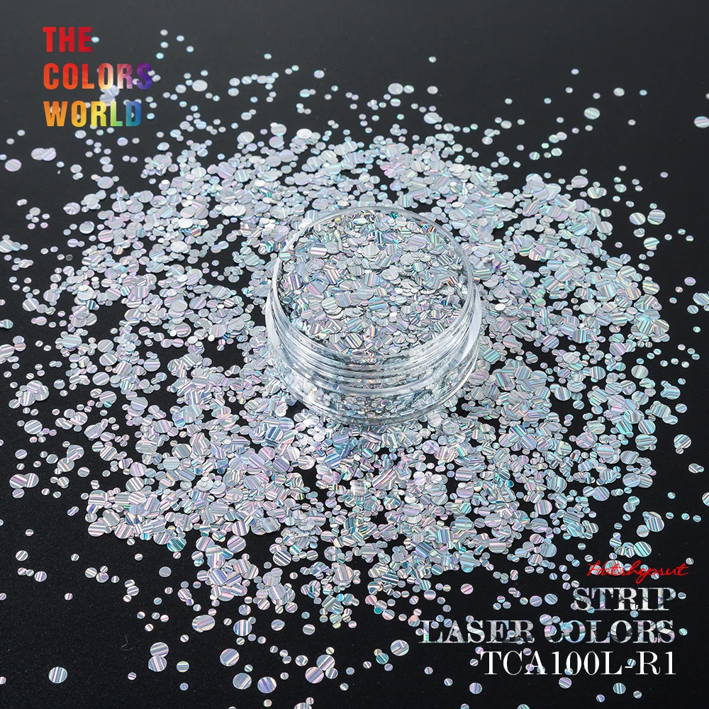 Buy Holographic Silver Stripe Round Dot Shape Glitter