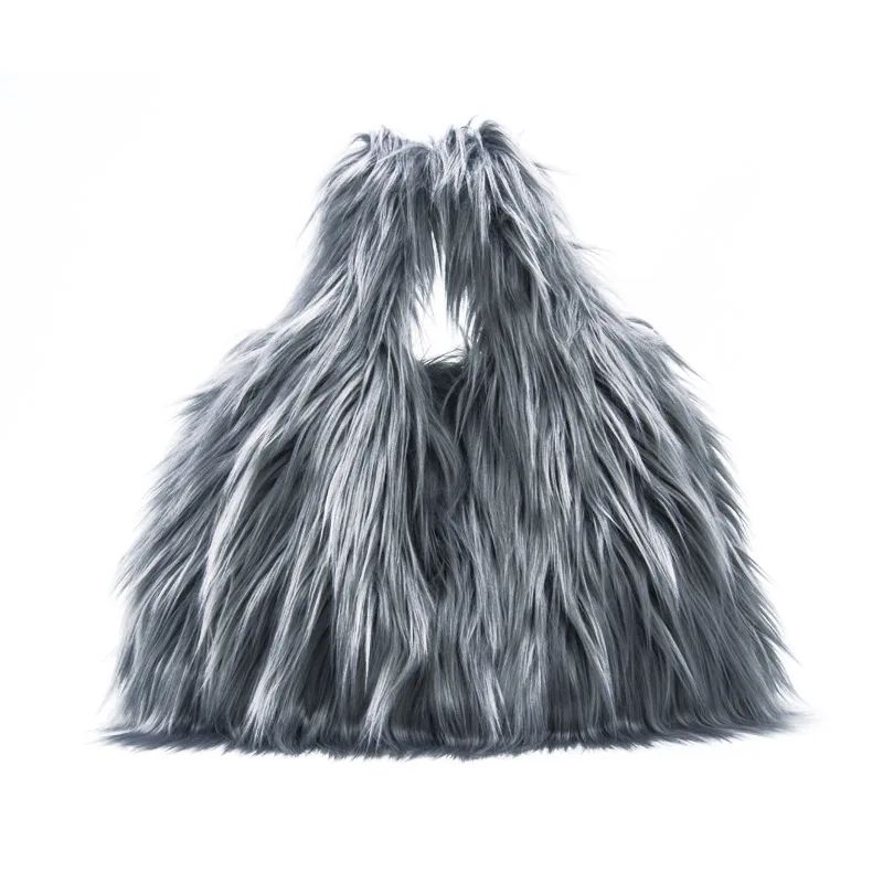 

Faux Fur Bag Women Winter Plush Handbag Large Capacity Female Fashion Tote Bag Japan Style Wrist Vest Hands Bags Drop Shipping