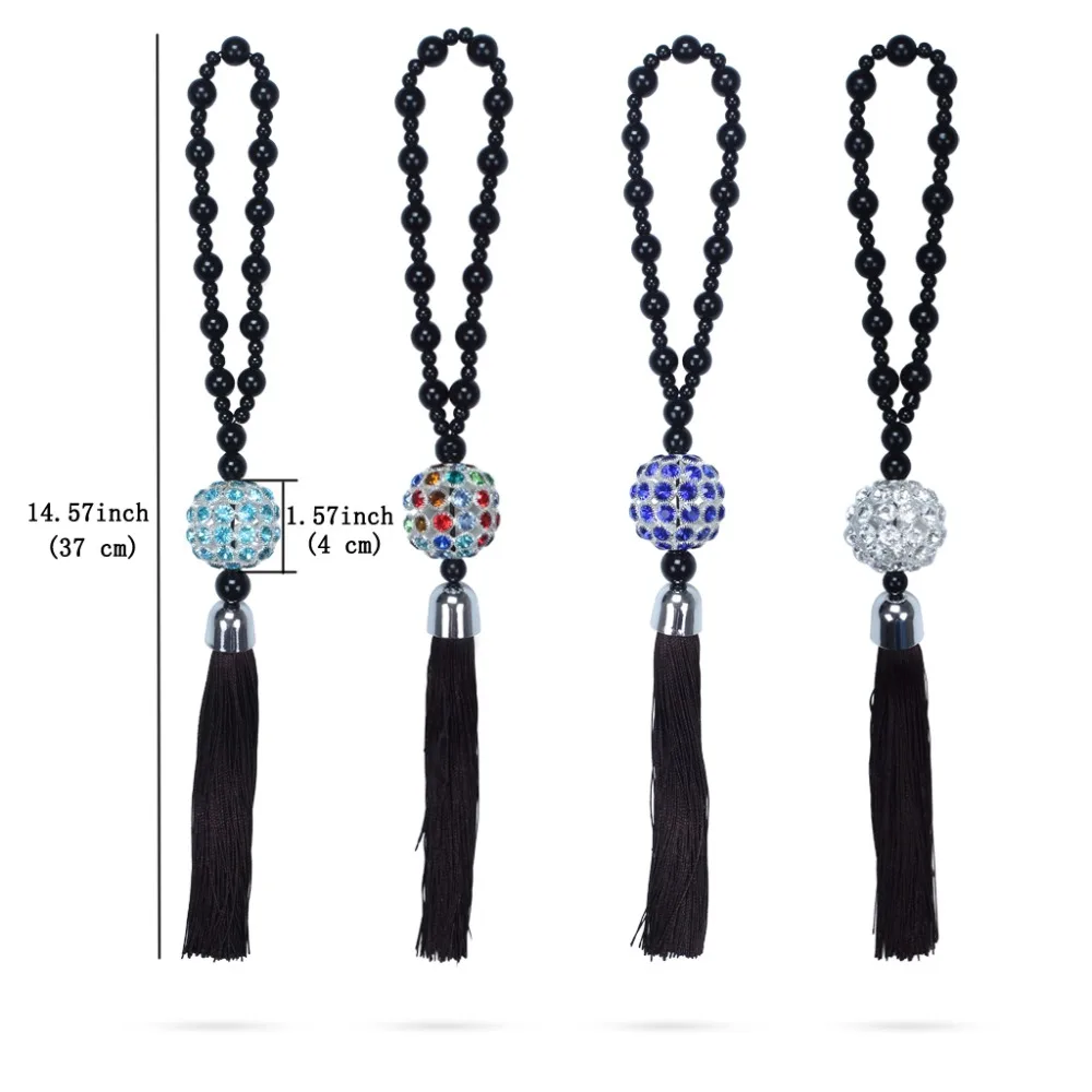 1 X Car Rearview Mirror Hanging Ornament Home Interior Decor Buddha Beads Crystal Ball Lucky Charm Pendant Hangings For Handbag (11)