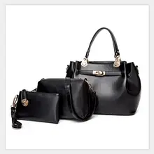 2017 venta caliente de moda de calidad de lujo diseñador de la marca mujeres bolso de cuero y bolso set 3 unids bolso de hombro del verano