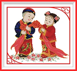 NKF китайские свадебные штампованные наборы вышивки крестиком 11CT 14CT DIY наборы Китайская вышивка крестиком для домашнего декора - Цвет: Perfect Match 1