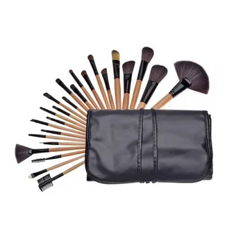 

New 24pcs Professional Complete Good Quality Wooden Powder Eyeshadow Contour Concealer Brushes PU Leather Bag Make Up Brush Set
