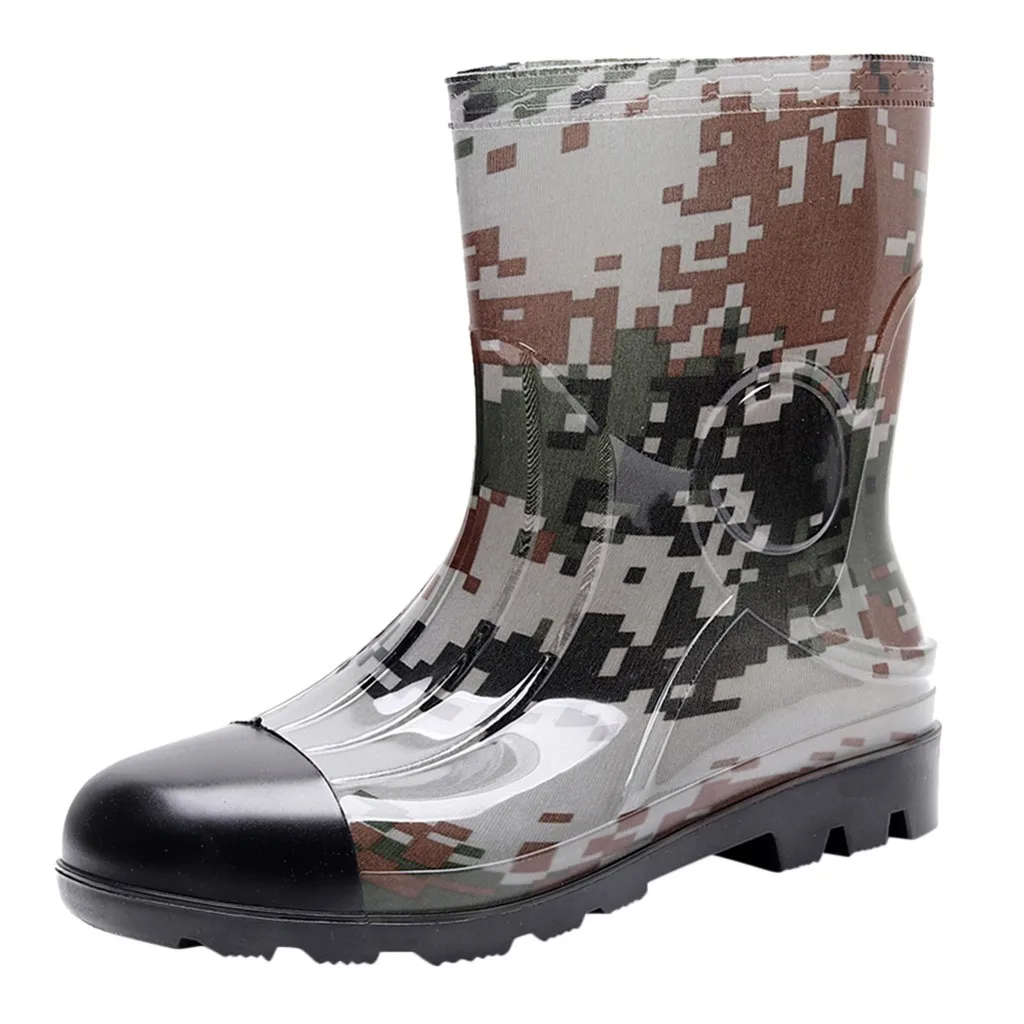 

2019 NEW Arrival Camouflage Mid Rain Boots Men's Non-Slip Rain Boots Outdoor Rubber Water Shoes zapatos de hombre#XB30