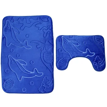

3D Embossed Memory Sponge Bath Mat Set Absorbent Bathroom Carpets Set Non-slip Bathroom Floor Mats Toilet Rugs