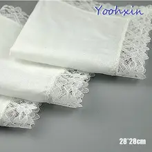6 шт./лот, 28 см, модный, хлопковый, белый, кружевной, с принтом, квадратный платок, для мужчин, женщин, носовой платок, детское полотенце, для свадебной вечеринки, рождественский подарок