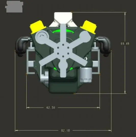 V8 модифицированный двигатель шасси для 1/14 Масштаб RC TAMIYA LESU R620, R470.MAN TGX TGS. VOLVO FH12.FH16 1838.BENZ 1850 6X4 KING KAULER