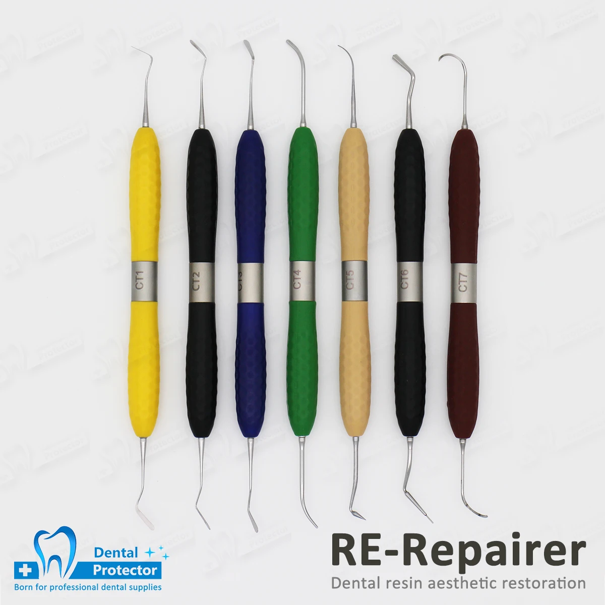 7pcs com Caixa de Esterilização de Alta Protetor Dental Resina Estética Restauração Escultura Ferramenta Ferramentas Odontológicas Temperatura 8 Clareamento dos dentes