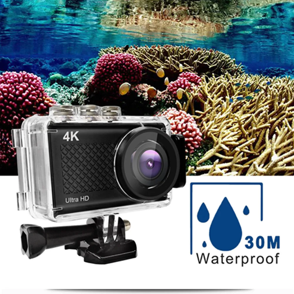 

Go Pro Action Mini Camera Touch Screen Sports Camere Ultra HD 4K/30fps WiFi 2.35" 170D Underwater 30m Waterproof Helmet Hero Cam