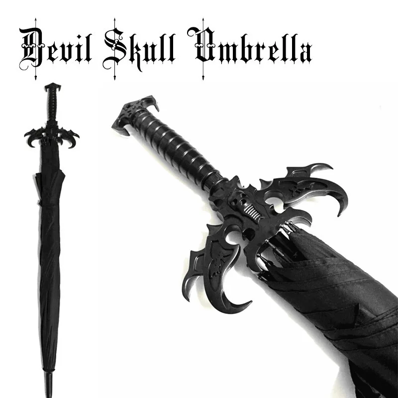 Скелет Святого меча в готическом стиле дьявол зонтик с прямой ручкой креативный
