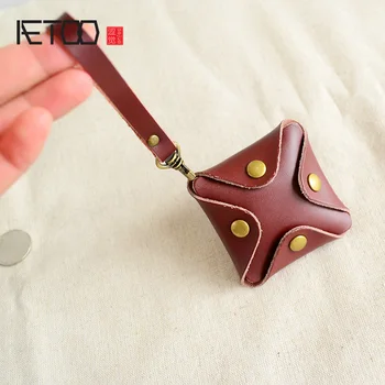 

AETOO Creative woman cute little zero wallet, men's mini cowhide buckle coin bag, personality cowhide small purse