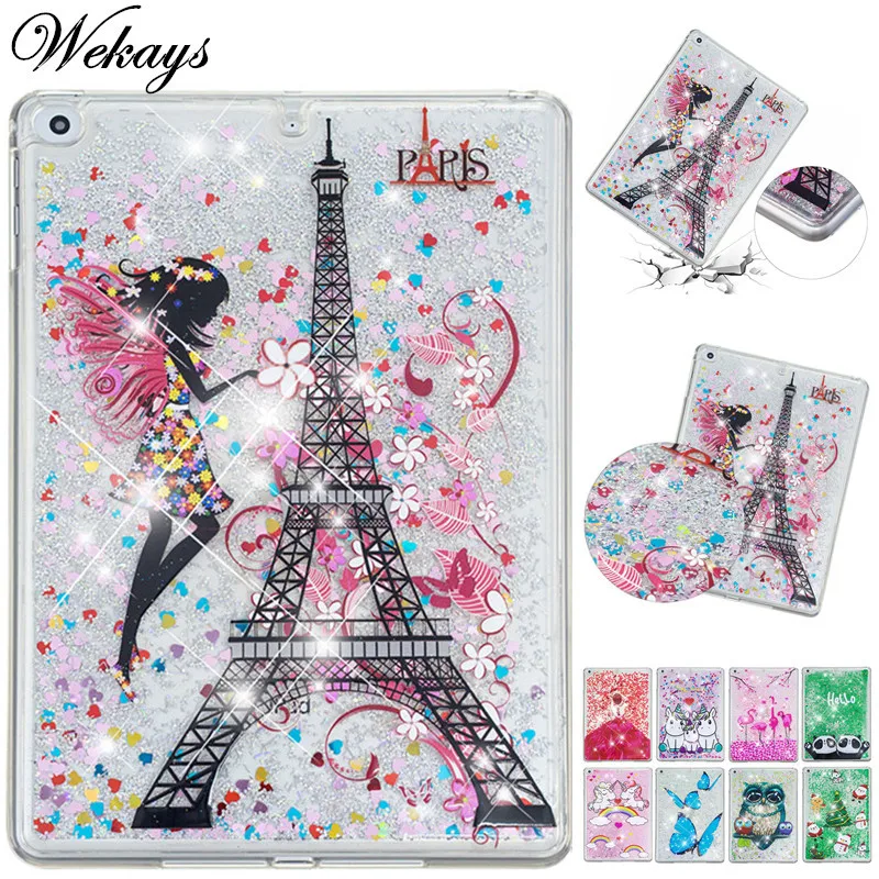Wekays For Apple Ipad Air Ipad 5th Glitter Liquid Quicksand Silicon Fundas Case For Coque IPad Air IPad 5 IPad5 9.7
