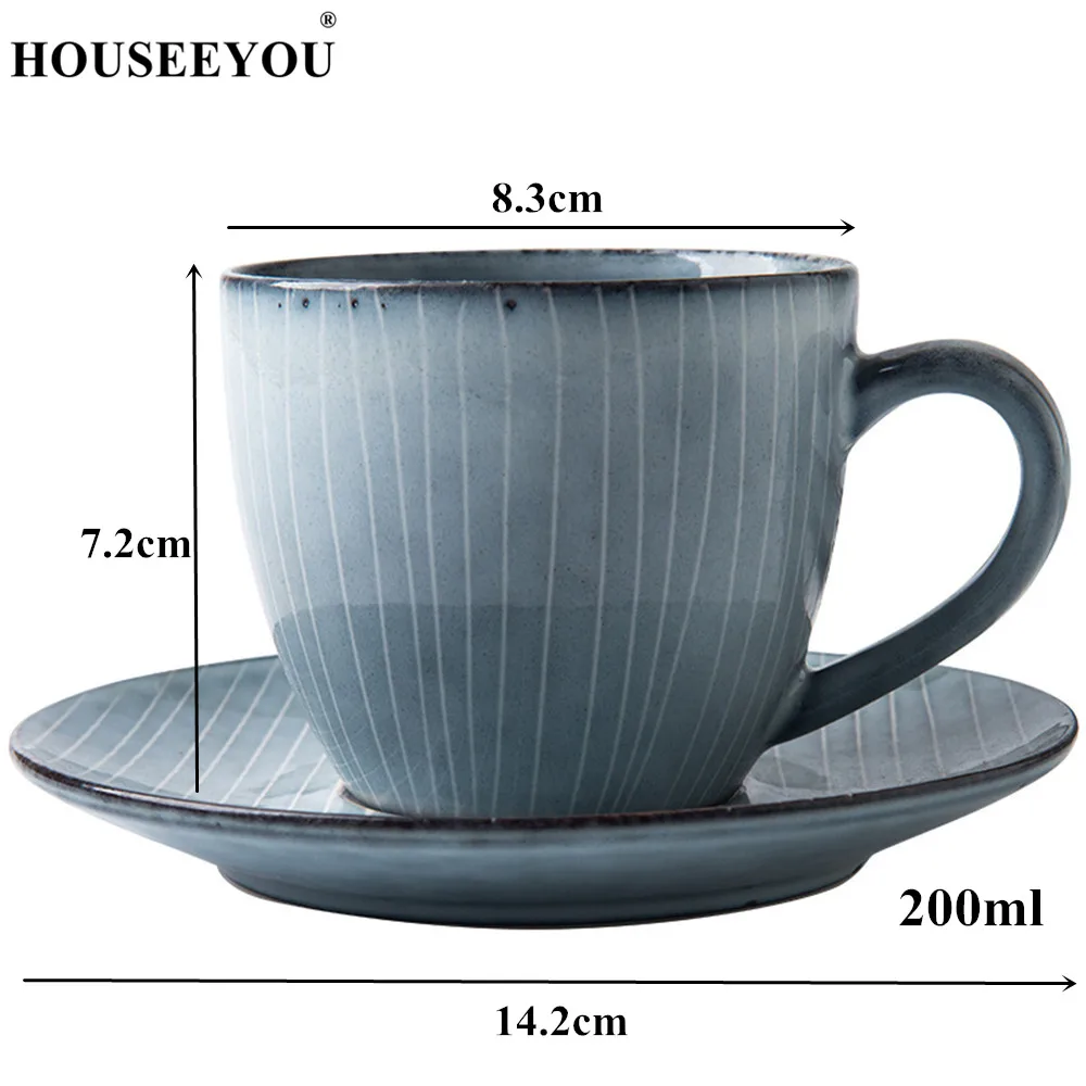 Houseyou, Японская Чашка Из Celadon, кофейная чашка, блюдце, набор, чайные чашки, креативные керамические чашки для послеобеденного чая, Современная фарфоровая чашка на День святого Валентина