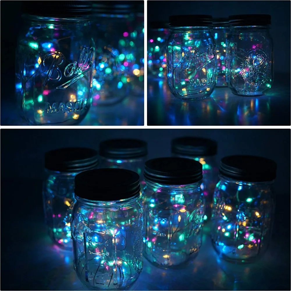 Pacote de Luz de Fadas Decoração do Jardim sem Garrafa Solar Mason Tampa Luzes Cor Mudando 3 Cores 6 Led Jar 11 Lâmpadas solares