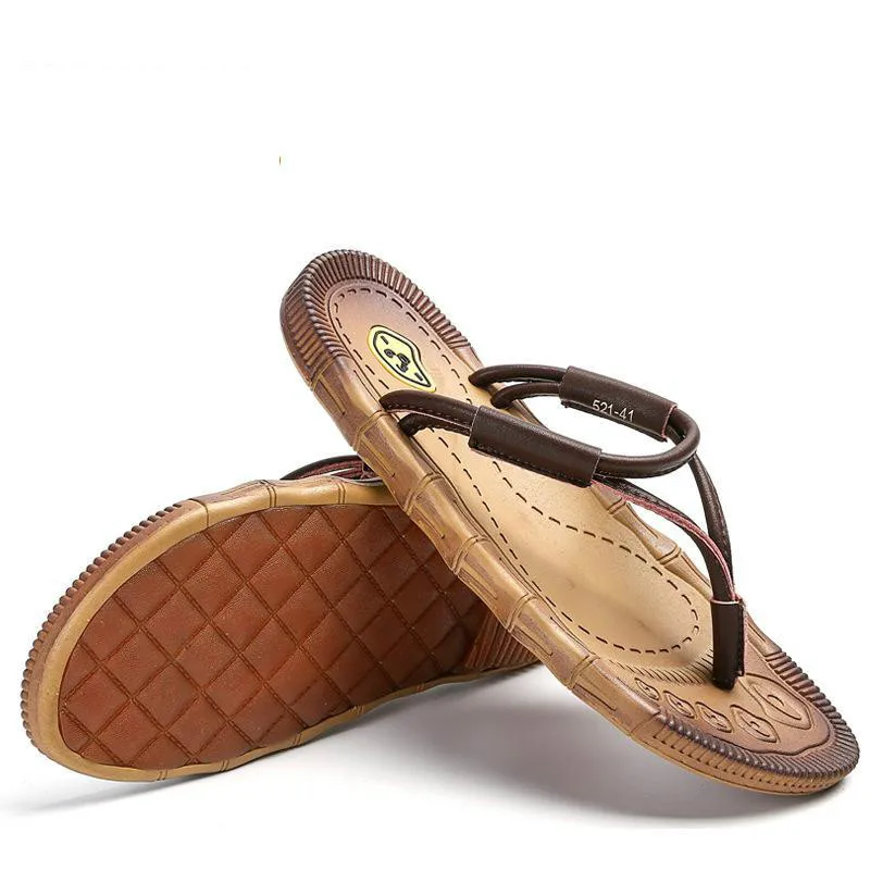

Men Leather Slippers Summer Beach Sandals Fashion Slides Outdoor Slippers Casual Male Shoes Designer Flip Flops Chanclas Hombre