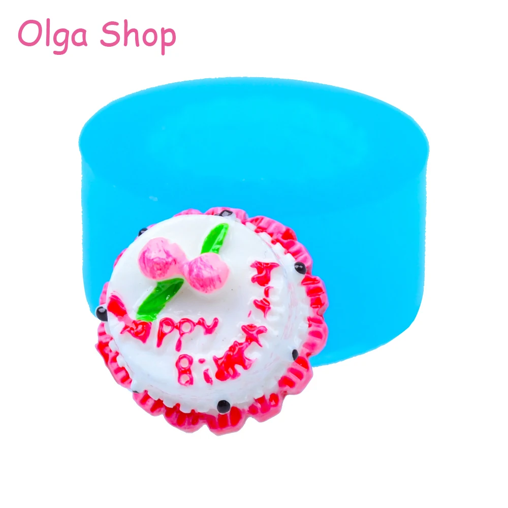 GYL257 18.5mm 3D Birthday Cake Silicone Mold Round Cake Mold Fondant