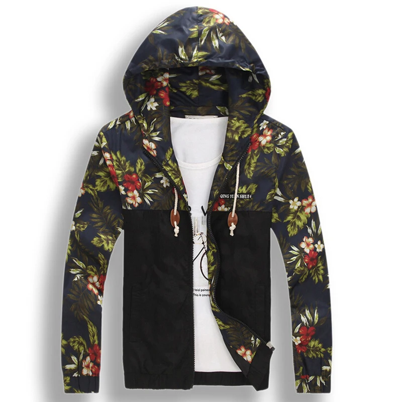 Mens Floral Hoodie Jackets Coat New 