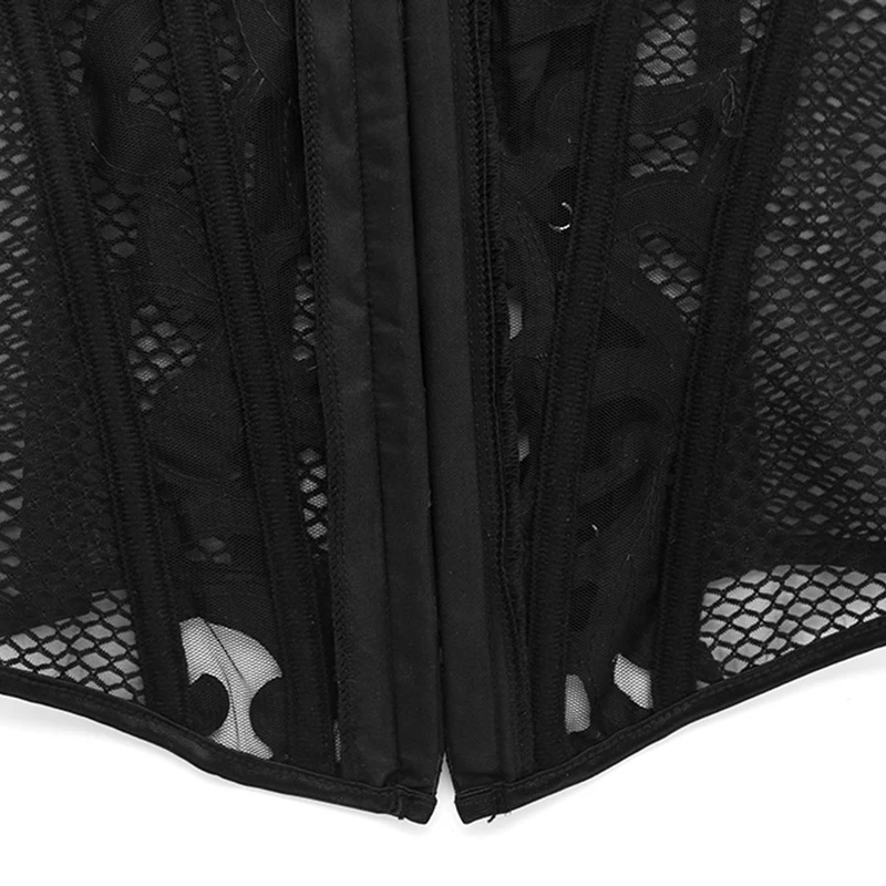 Women Fetish Mesh Hollow Out See Through Corset Sexy Gothic Clothing Boned Korse Slimming Waist Cicher Plus Size 4XL 5XL 6XL (25)