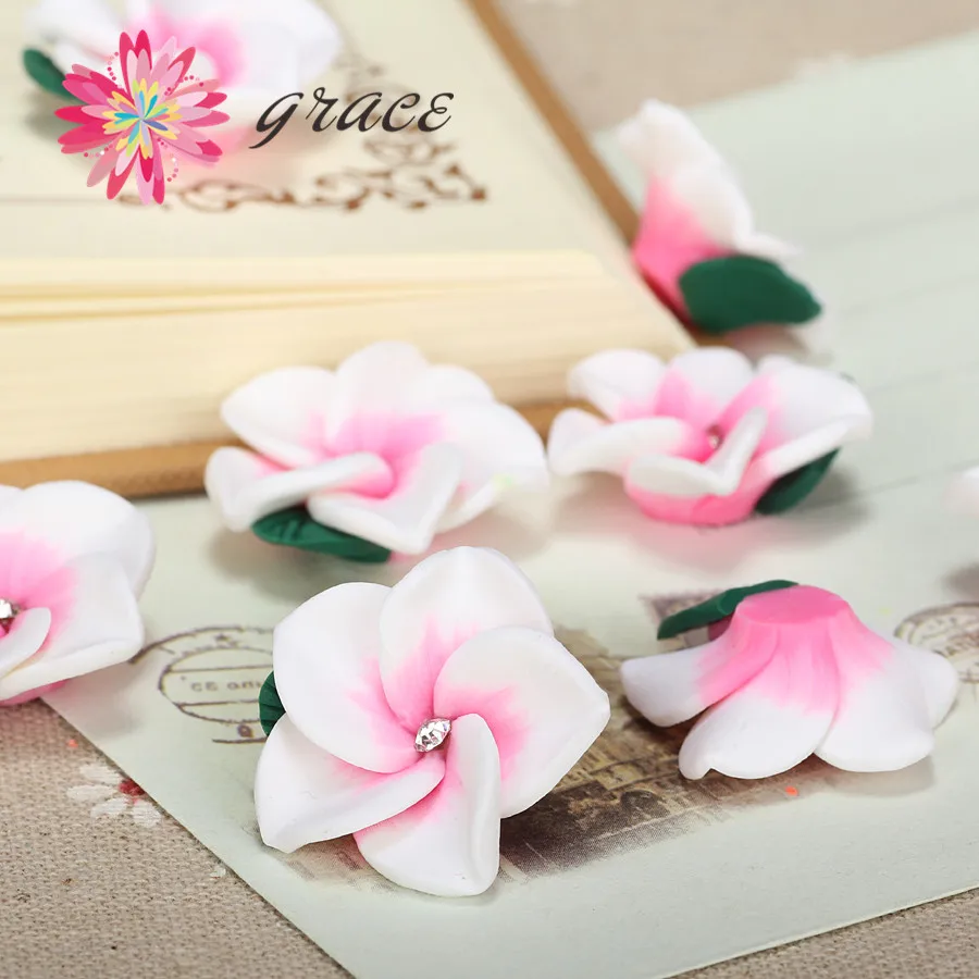 12 шт./лот 25 мм дешевые полимерная глина Plumeria Frangipani необработанные цветочные бусы
