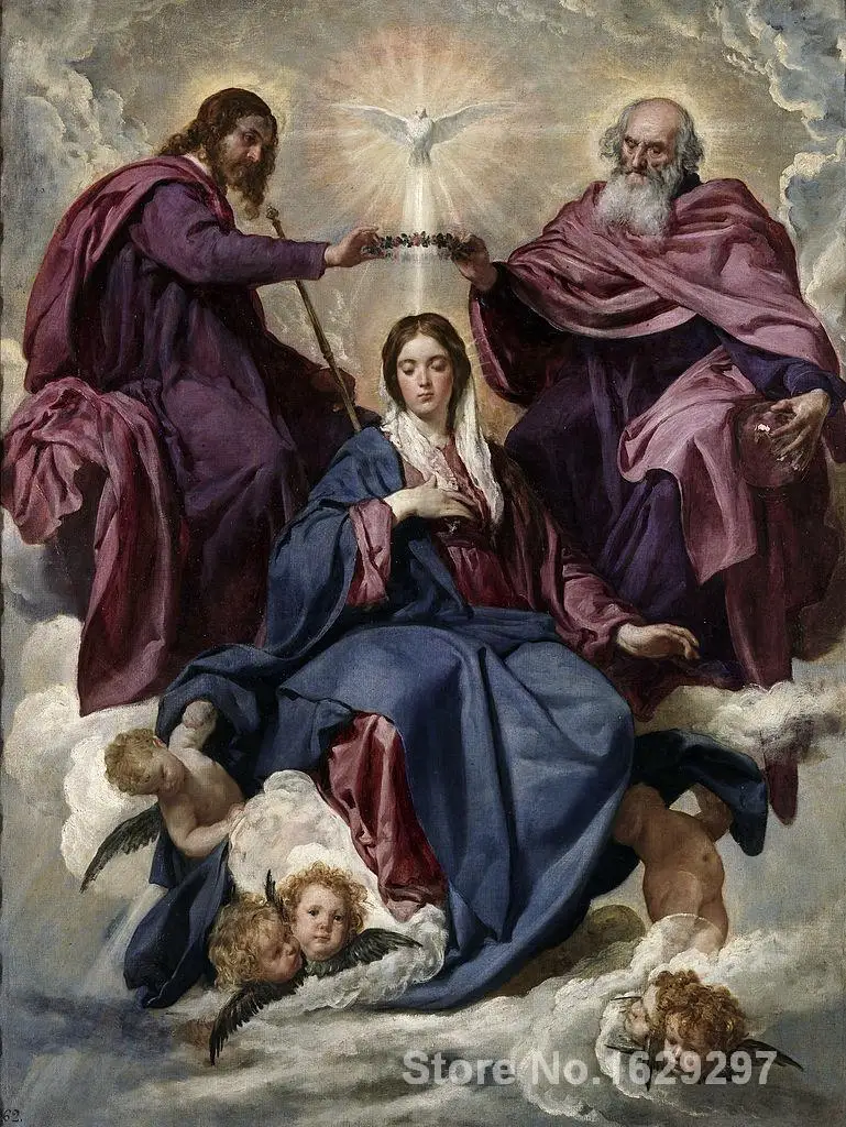

Modern painting on canvas Coronation of the Virgin Diego Velazquez High quality Hand painted