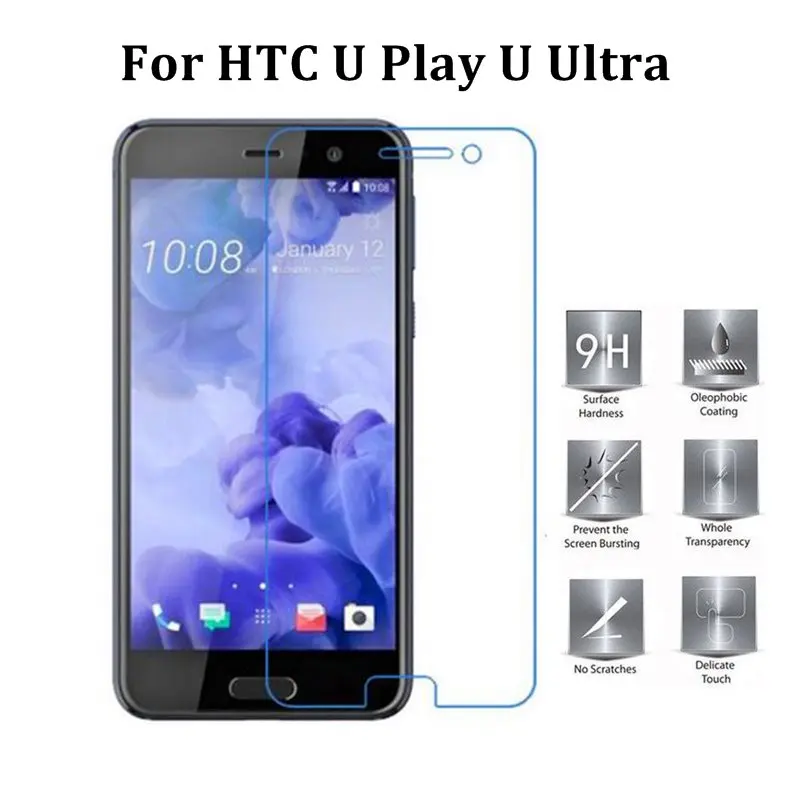 2 шт., закаленное стекло для htc U Play U Ultra, Защита экрана для htc U Play U, ультра прозрачная пленка, защитный чехол