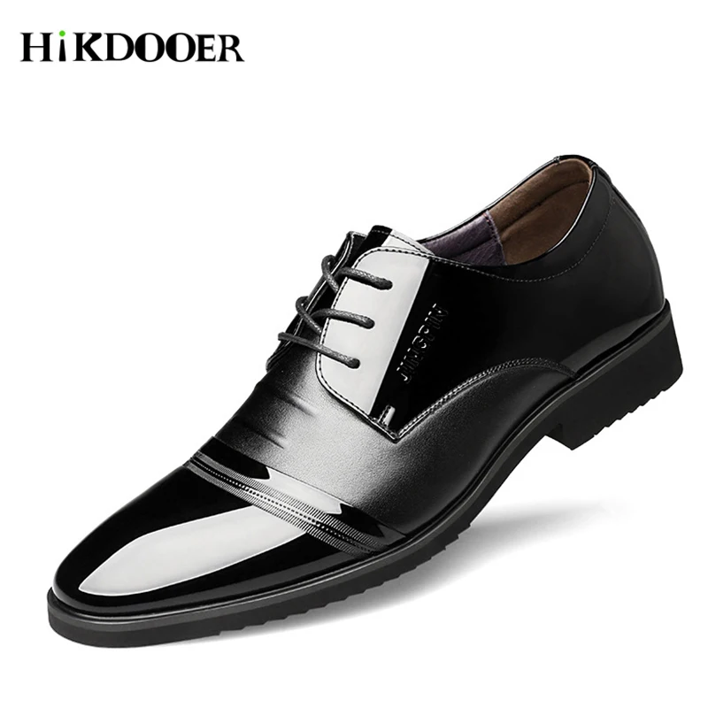 

New Arrival Men's Quality Patent Leather Shoes Men Fashion Formal Shoes Lace up Size 38-48 Black Leather Soft Male Dress Shoes
