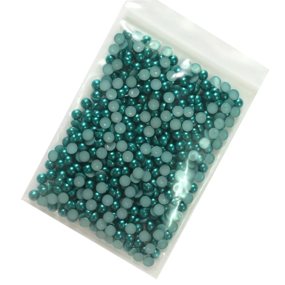 

TEAL GREEN 5mm Half Round PEARLS Card Making Immitation Faux Cabochon Dome Pearl Beads Pearl Finish Loose Gems DIY Crafts