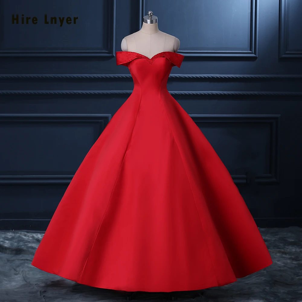 

Hire Lnyer Custom Made Red China Formal Dresses Abendkleider 2019 Beading Satin Ball Gown Evening Dress Vestido De Festa Longo