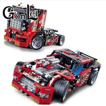 

608pcs Race Truck Car 2 In 1 Transformable Model Building Block Sets DIY Toys Compatible With Lepining Technic