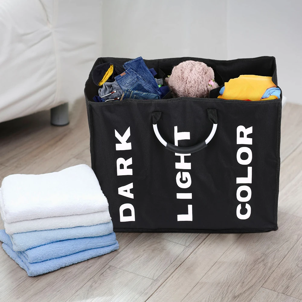 Esonmus складной 3-х секционный Прачечная сумка Корзины прочная оксфордская ткань корзина для белья одежда аппарат для сортировки и Портативный сумка для хранения