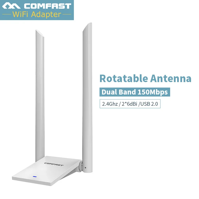 150 Мбит/с высокой мощности USB Wifi адаптер через стену двойная антенна 6dbi WiFi Transmiter беспроводная сетевая карта для Windows XP/7/8/10