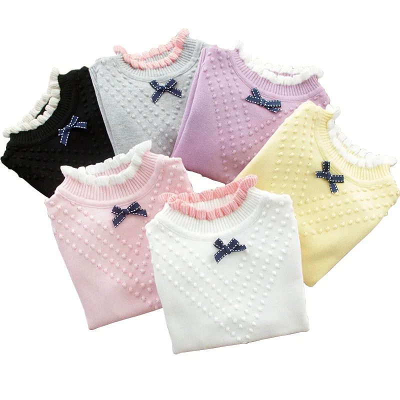 Comprar Nuevo 2018 primavera otoño bebé niñas suéteres de algodón de punto suéter de cuello alto niñas suéter RT007
