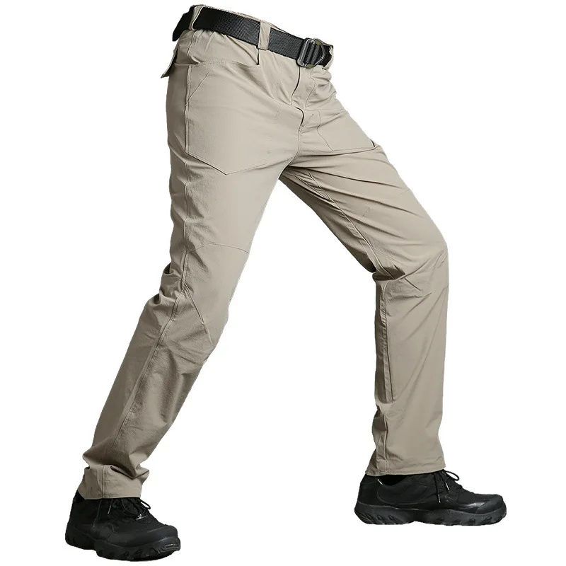 Al aire libre escalada Camping Trekking pantalones largos tácticos masculinos ultrafino elástico de secado rápido pesca caza hombres pantalones militares