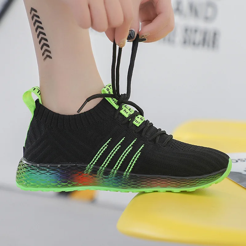 

DIWEINI Women's shoes breathable flying fabric 2019 mesh Sneakers casual shoes female jelly bottom vulcanized shoes