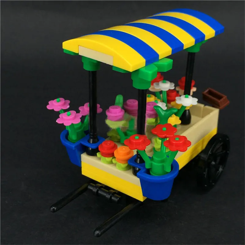 LegoINGlys Flower Cars Store Building Blocks City Street Garden Military Weapon MOC Accessory DIY Kits Toys For Children (3)