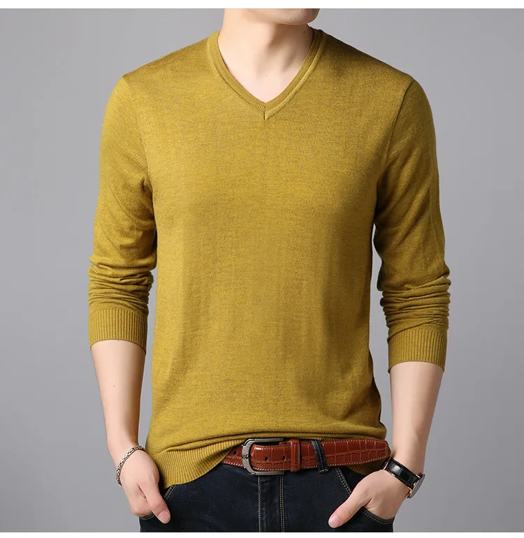 Много Цвета 2018 осень Для мужчин s Модные пуловеры v-образным вырезом Pure Повседневное вязанные рубашки Для мужчин жира тонкий свитер Марка