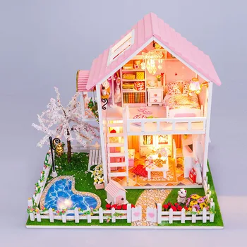 

Hongda DIY wooden doll dream house miniatures Villa dollhouse miniature 13835