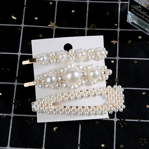 Korea Hair Pin Pearl Women Hair Clip Pin Set Barrette Headwear Hair Accessories Hair Jewelry Sets Ornament Metal Haripins - Цвет: 30 gold one set