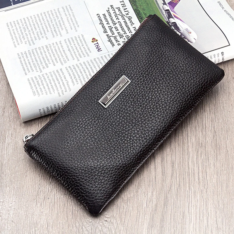 Business Cow genuine leather slim men long wallet High Quality zipper thin phone purse vintage soft man clutch coin monry pocket Business Cow genuine leather slim men long wallet High Quality zipper thin phone purse vintage soft man clutch coin monry pocket
