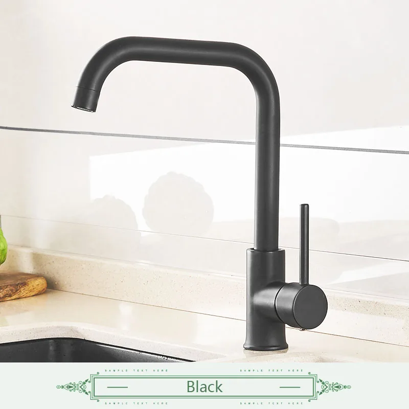 FLG Кухонные смесители черного цвета, вращающийся латунный кран для раковины, кран для холодной и горячей воды с одной ручкой, смеситель для кухни на бортике 975-33B - Цвет: 974-33B