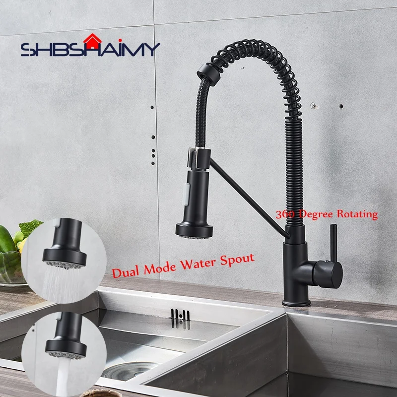 

Spray Painting Single Handle Kitchen Faucet Dual Mode Pull Down Water Spout Stainless Steel Hot Cold Water Kitchen Mixer Tap