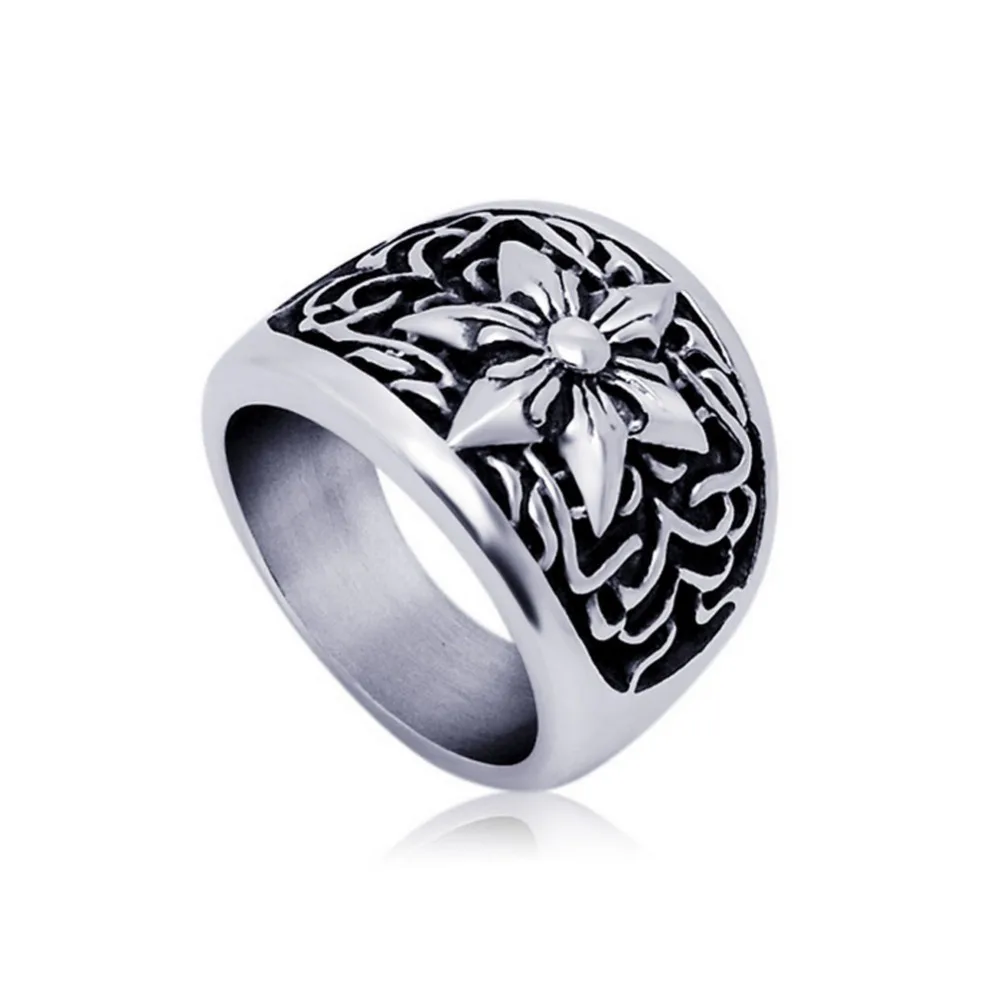 

Fashion Jewelry Men's Vintage Old Titanium Stainless Steel Hexagram Ring Hexagonal Star Pattern Ring